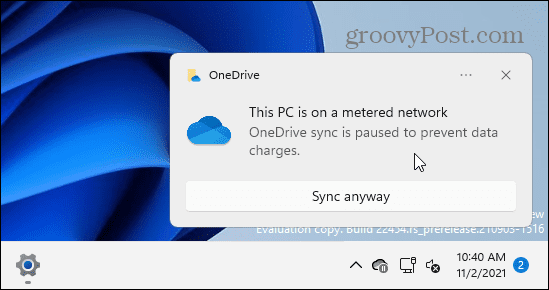 Komunikat o limicie limitu połączenia OneDrive
