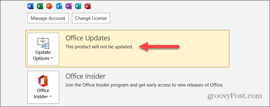 Wyłącz aktualizacje pakietu Microsoft Office 
