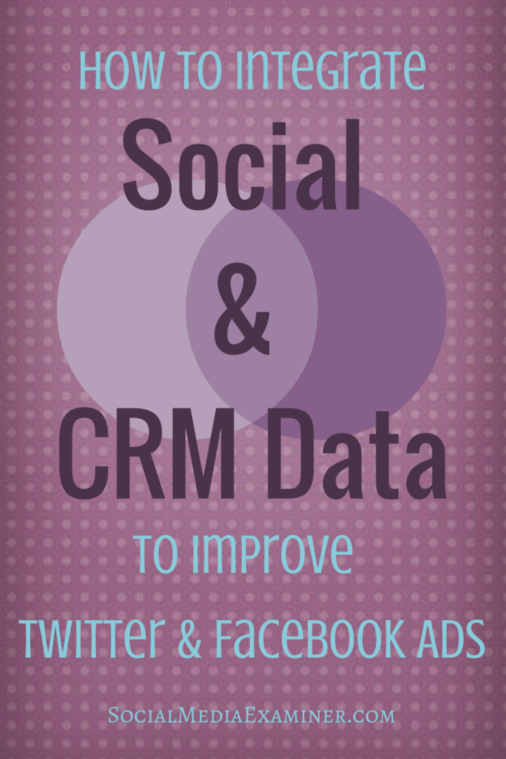 Jak zintegrować dane społecznościowe i CRM, aby ulepszyć swoje reklamy na Twitterze i Facebooku: Social Media Examiner
