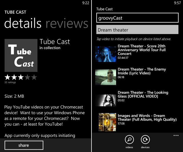 Tube Cast na Windows Phone 8