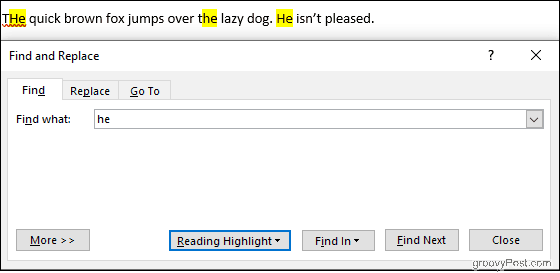 Highlight Reading in Word