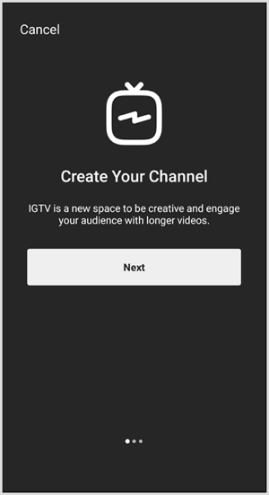 Postępuj zgodnie z instrukcjami, aby skonfigurować kanał IGTV.