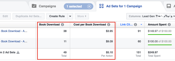 Sprawdź koszt potencjalnego klienta, a następnie dostosuj budżet reklamowy na Facebooku, aby osiągnąć cel dotyczący przychodów.