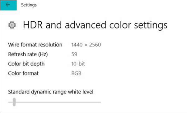 Ustawienia kolorów HDR