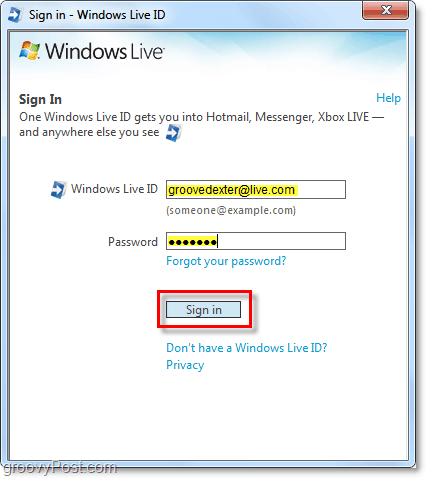 zaloguj się do systemu Windows na żywo automatycznie przy użyciu konta systemu Windows 7