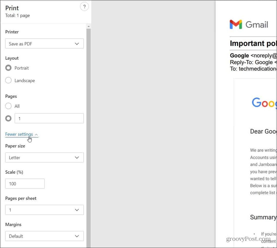 Jak zapisać wiadomość Gmail jako plik PDF