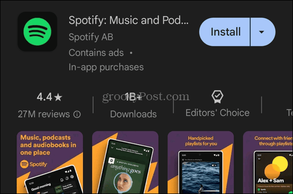 Zainstaluj aplikację Spotify ze sklepu Google Play