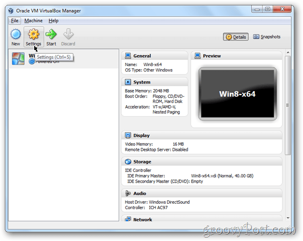 Okna konfiguracji ustawień VirtualBox 8